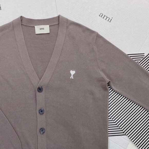 Ami Taupe Brown Cardigan sweater Unisex - Picture 3 of 6